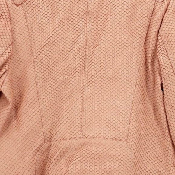 Banana Republic Heritage Blush Lamb Leather Scale Texture Moto Biker Jacket XS - Picture 2 of 7